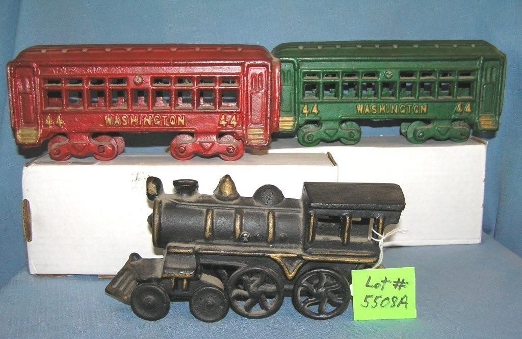 All hand painted cast iron Penns RR train set