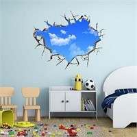 Large Blue Sky 3D Break Through The Wall Sticker