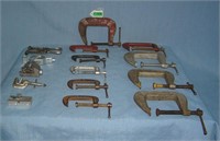 Collection of antique and vintage C clamps