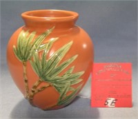 Painted palm tree decorated vase by Silvestri