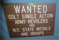 Colt revolver and NY state medals retro style sign