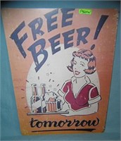 Free Beer! Tomorrow retro style advertising sign