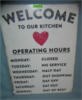 Welcome to our kitchen retro style advertising sig