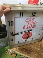 Large Vintage Coca Cola Clock Metal Frame -
