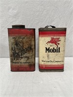 Vacmark & Mobil gallon tins