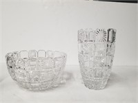 Pressed Glass Bowl And Vase