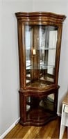 Corner Curved Glass Front Curio Cabinet