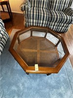 Octagon Vintage Glass Top Side Table