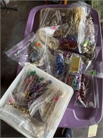 Tray of Costume Jewelry & Beads