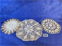 Vintage Crocheted Doilies, Qty: 3, 1 @ 13", 2 @