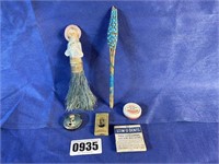 Vintage Ceramic Lady Brush (Repaired), Woven