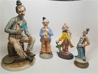 Four Clown Figurines