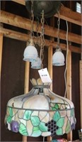 VTG. 22" DIAM. HANGING TIFFANY STYLE LAMP SHOWS