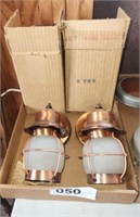 2 X'S BID NOS COPPER WALL MOUNT LIGHTS W/ FROSTED