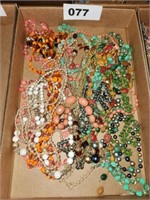 FLAT OF VTG. COSTUME JEWELRY BEADED NECKLACES