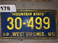 1965 WEST VIRGINIA LICENSE PLATE