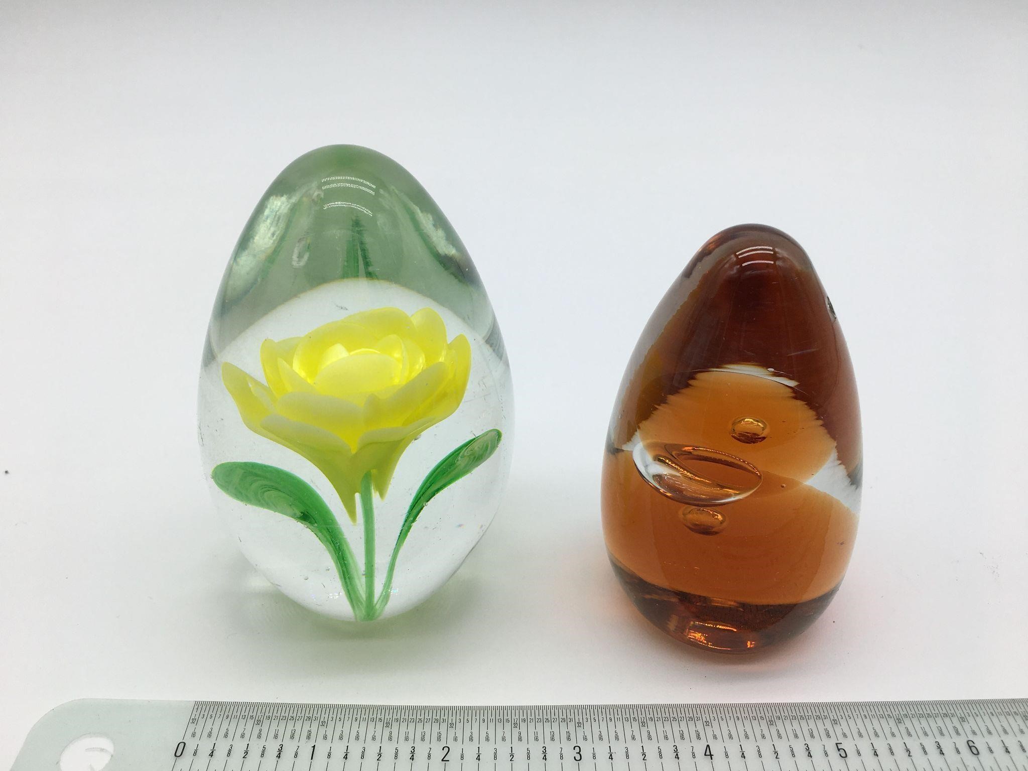 Pair of Vintage Blown Glass Paper Weights
