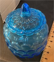 Blue glass biscuit jar