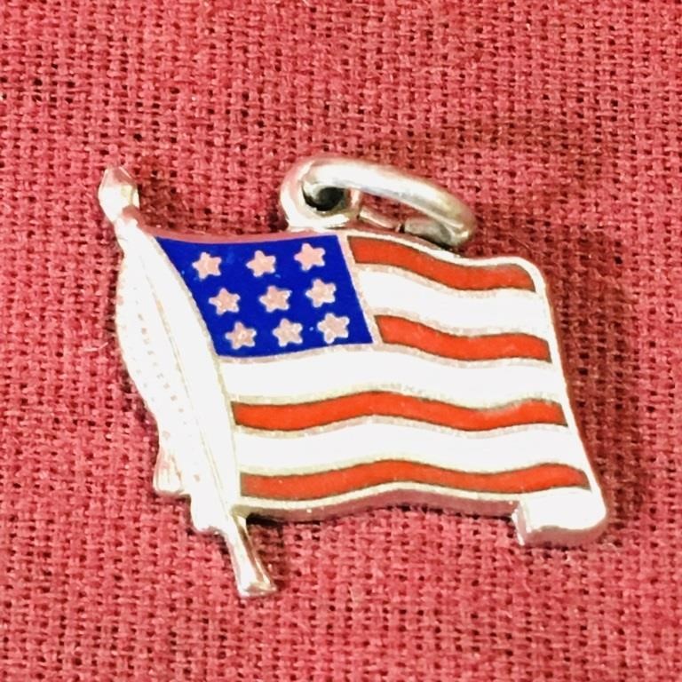 American Flag Sterling Silver Charm