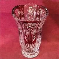 Ruby Lead Crystal Flower Vase (6 1/4" Tall)