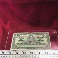 1937 $1 Canada Banknote Paper Money Bill