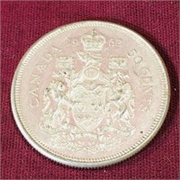 Silver 1962 Canada 50 Cent Coin