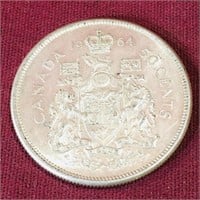 Silver 1964 Canada 50 Cent Coin