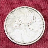 Silver 1960 Canada 25 Cent Coin
