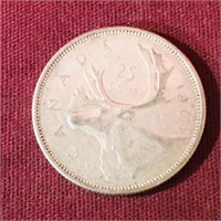 Silver 1964 Canada 25 Cent Coin