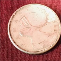 Silver 1966 Canada 25 Cent Coin