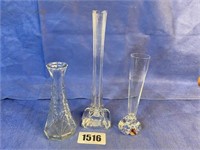 Glass Bud Vases, 6"-10"T