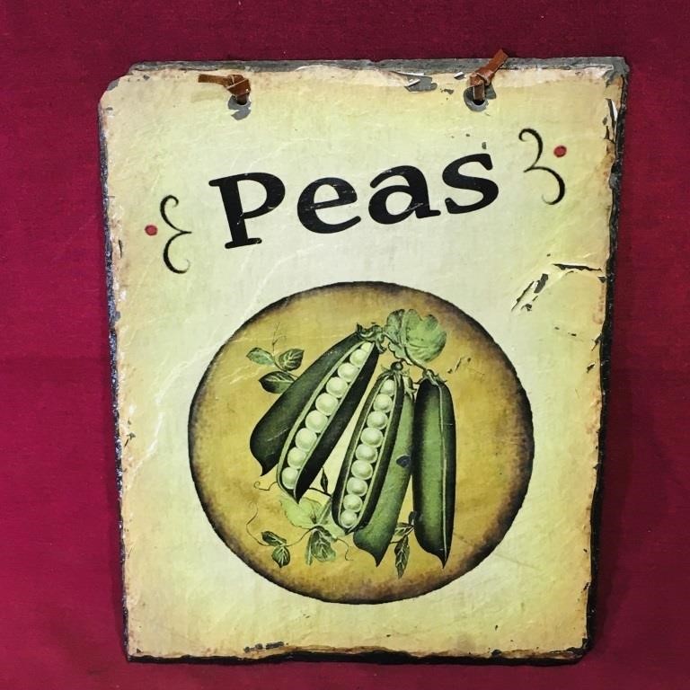 Painted "Peas" Slate Sign