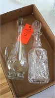 Cut glass and etched liquor decanters