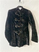 BLACK CRUSHED VELVET JACKET WITH TOGGLE BUTTON