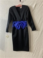 EVENINGS BY RAUL BLANCO BLACK DRESS WITH BLUE