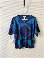 RODIER VINTAGE BLUE ABSTRACT PRINT SWEATER