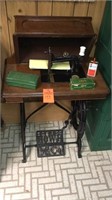 Howe antique treadle sewing machine and cabinet ,