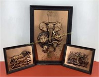 *LPO* (3pc) Copper art  Africian animals