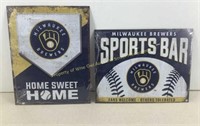 (2) Milw Brewers tin signs 13x16