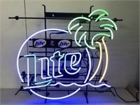 *LPO* Lg Miller Lite Beer palm tree neon sign
