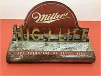 Rare 1930's Miller Beer wood & metal shelf sign