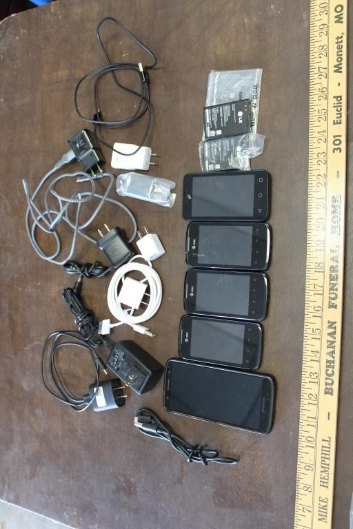 Lot of Assorted Cell Phones & Chargers