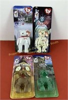 (4) Bear Beanie Babies NIP; Maple, Britannia,