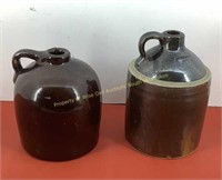 * (2) Antique little brown jugs