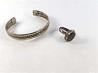 Sterling Cuff Bangle & Ring