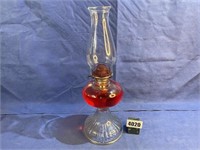 Glass Oil Lamp w/Chimney & Oil, 18"T
