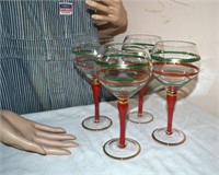 2 sets Hand painted Festive Wine Goblets