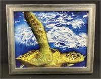 * Turtle painting  framed & signed unglass  16X13