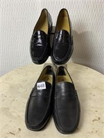 SHOES-MEN’S BLACK LEATHER LOAFERS SANTONI ITALY