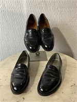 TWO PAIR MEN’S BLACK LEATHER LOAFERS ALDEN